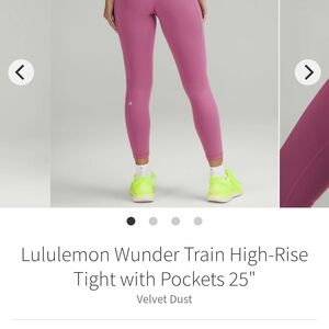 Lululemon Athletica Velvet Dust High-Rise Leggings